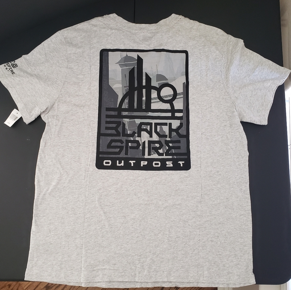Star Wars Galaxy's Edge Black Spire Outpost Mens Large Short Sleeve Gray Tee NWT - Picture 3 of 13